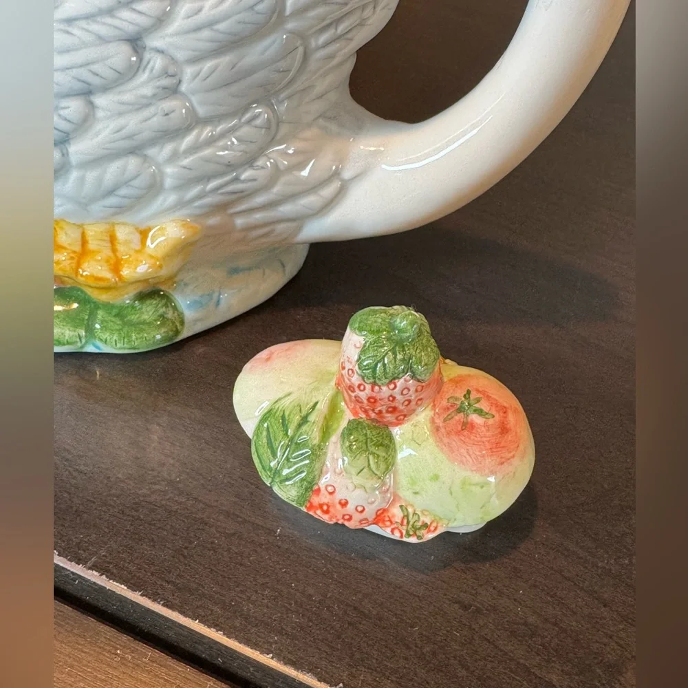 Vintage Colorful Swan Ceramic Teapot